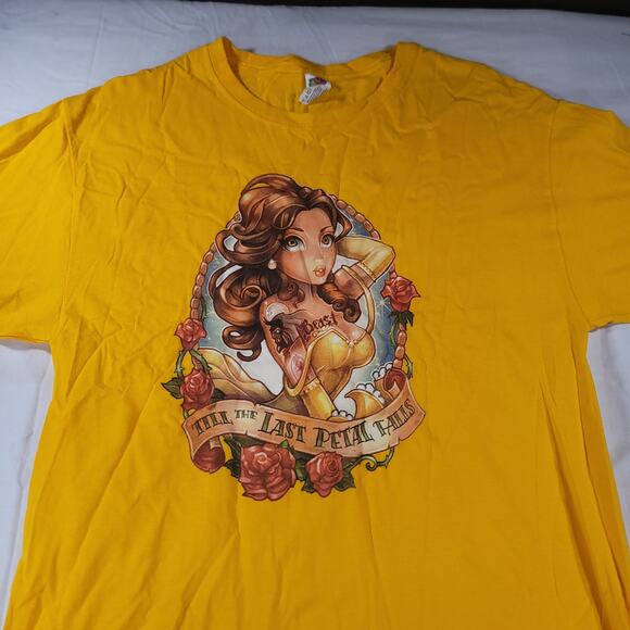 Beauty and the Beast Till the Last Petal Falls Shirt Adult Mens Size M Yellow - Picture 1 of 9